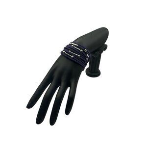 Purple Suede Wrap Bracelet With Silver Accents & Lobster Clasp